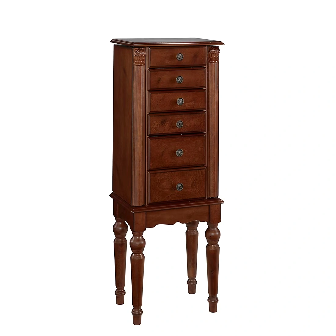 Powell Lightly Distressed Jewelry Armoire - Deep Cherry