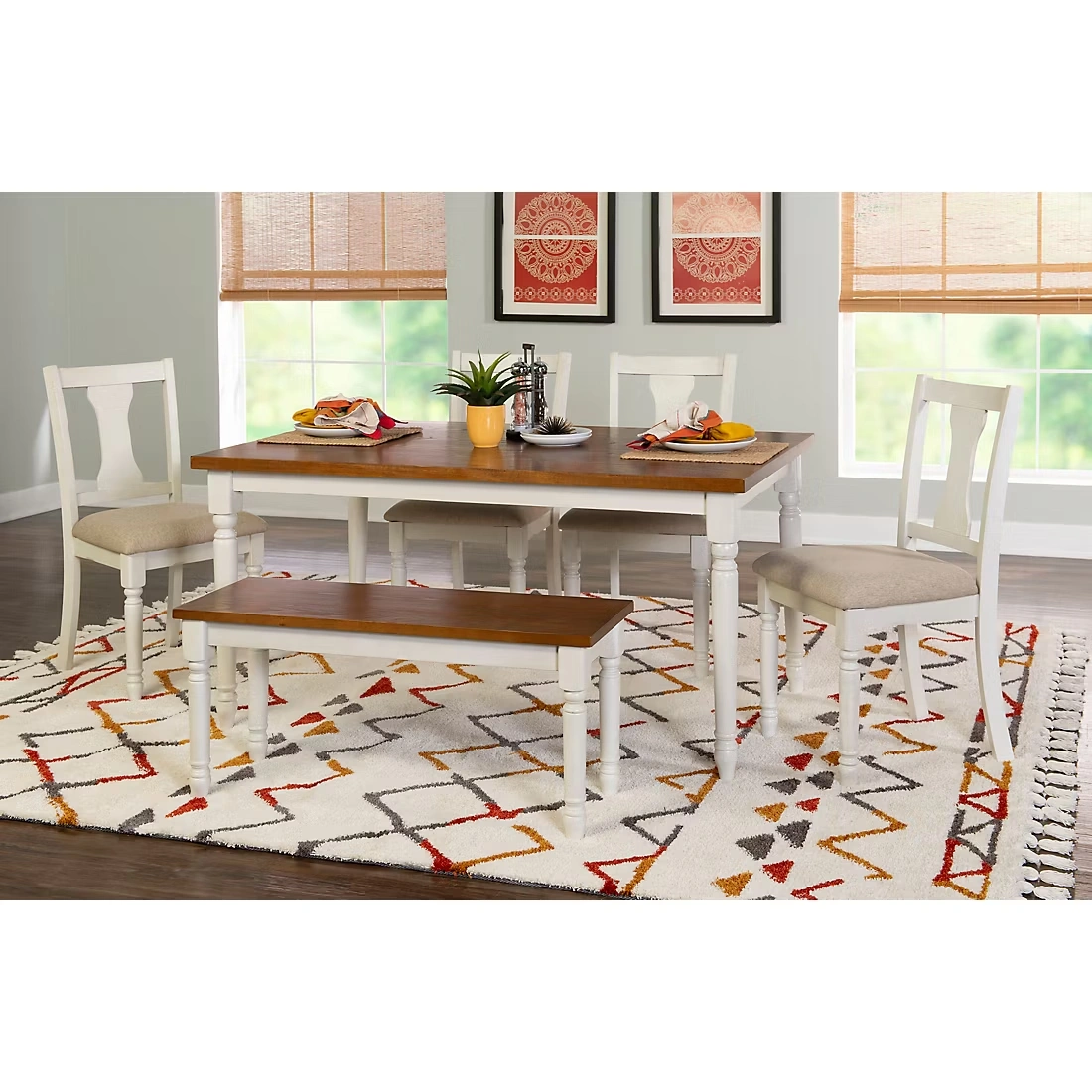 Willow 6-Pc. Dining Set - Wood, Beige & White