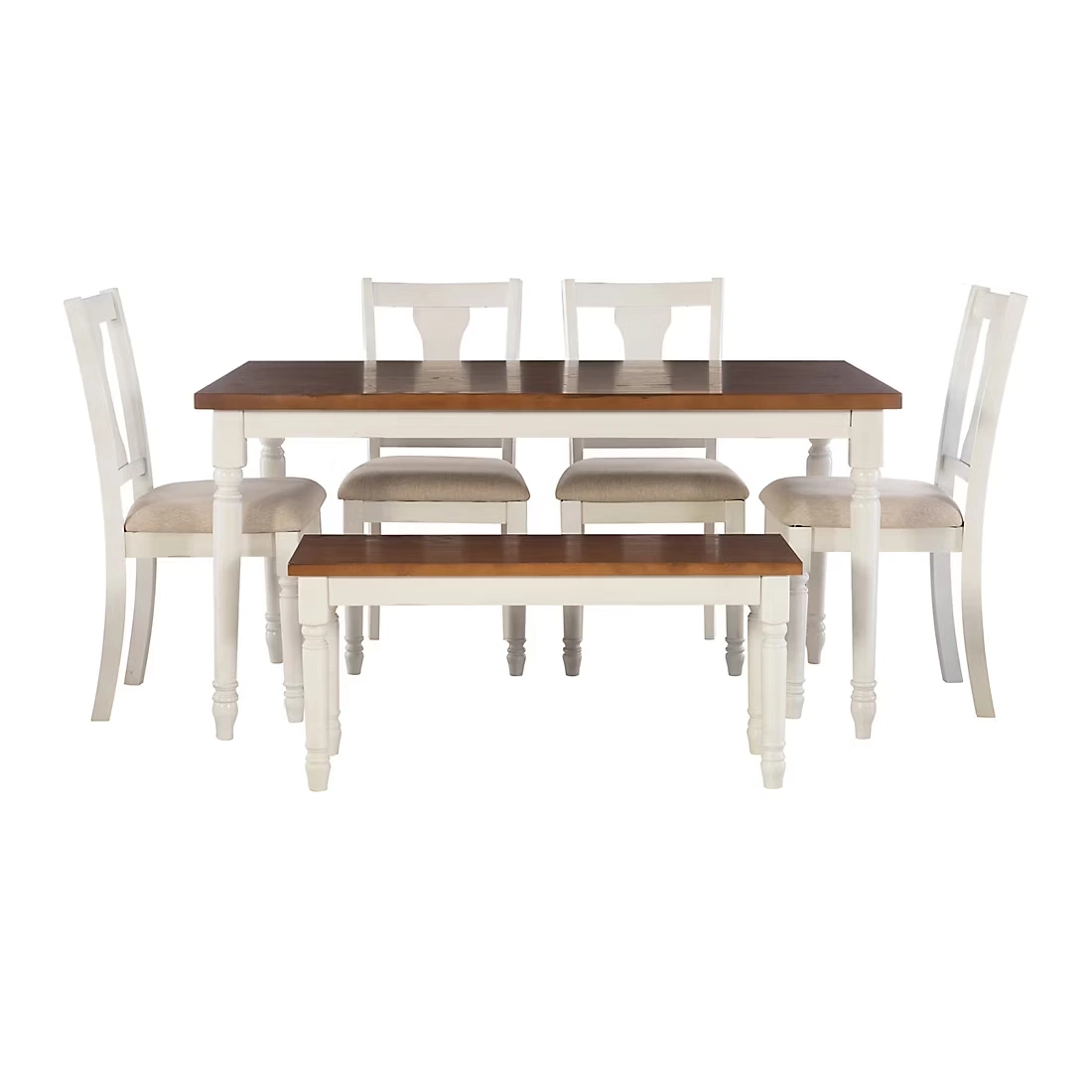 Willow 6-Pc. Dining Set - Wood, Beige & White