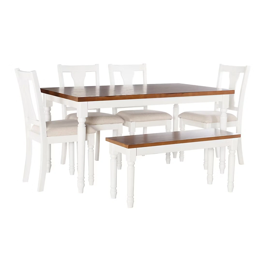Willow 6-Pc. Dining Set - Wood, Beige & White