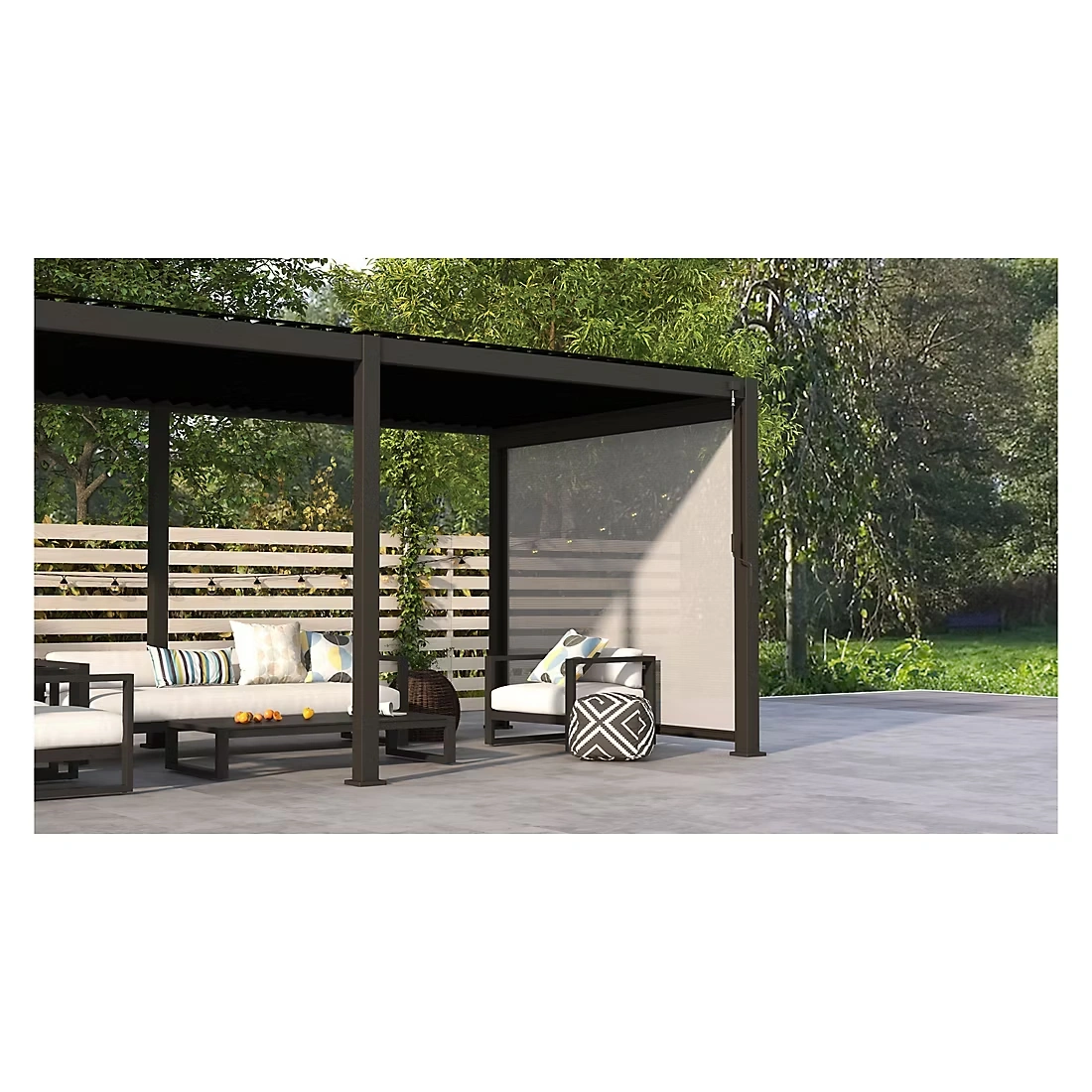 Mirador 10' x 20' Adjustable Aluminum Louvered Pergola Bundle- Charcoal
