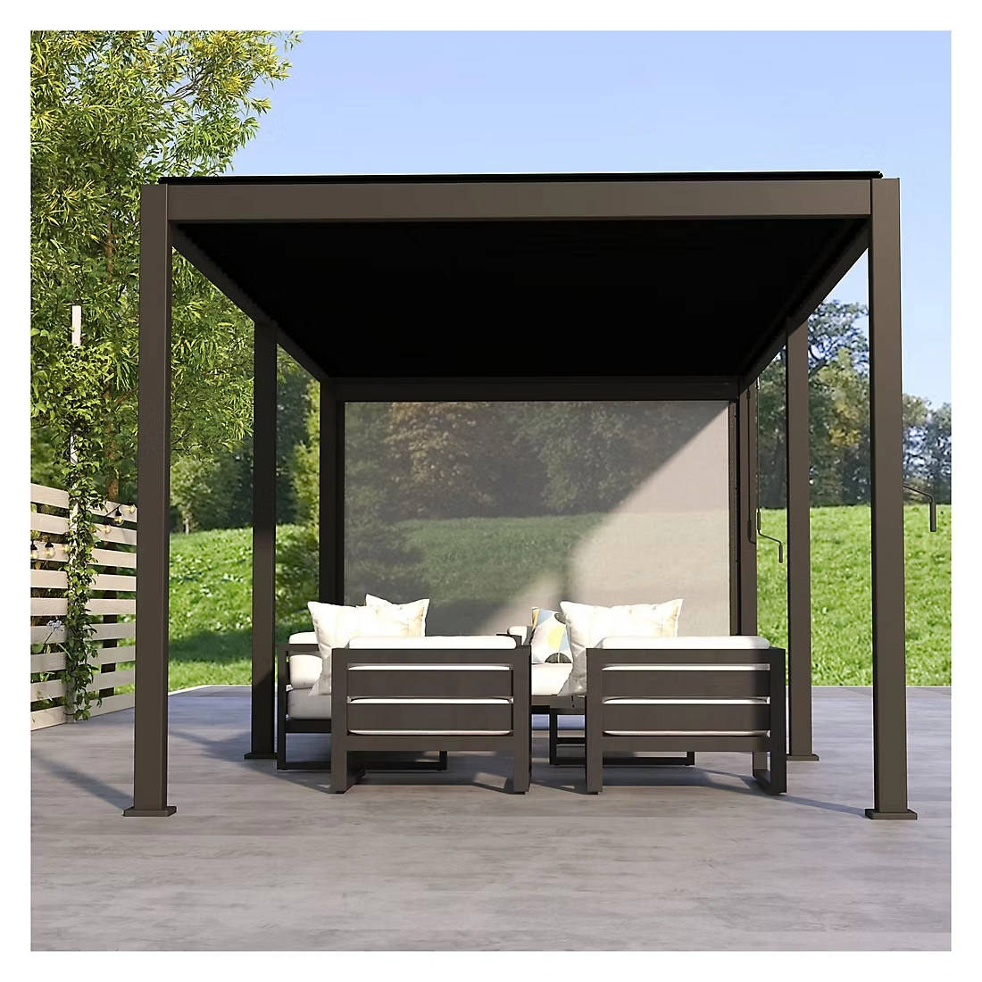 Mirador 10' x 20' Adjustable Aluminum Louvered Pergola Bundle- Charcoal