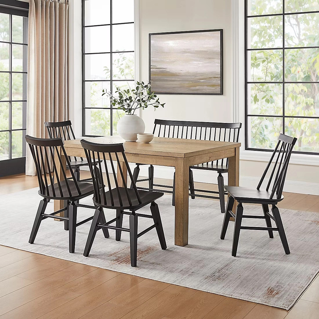 Hattie 6-Pc. Dining Set - Black and Oak