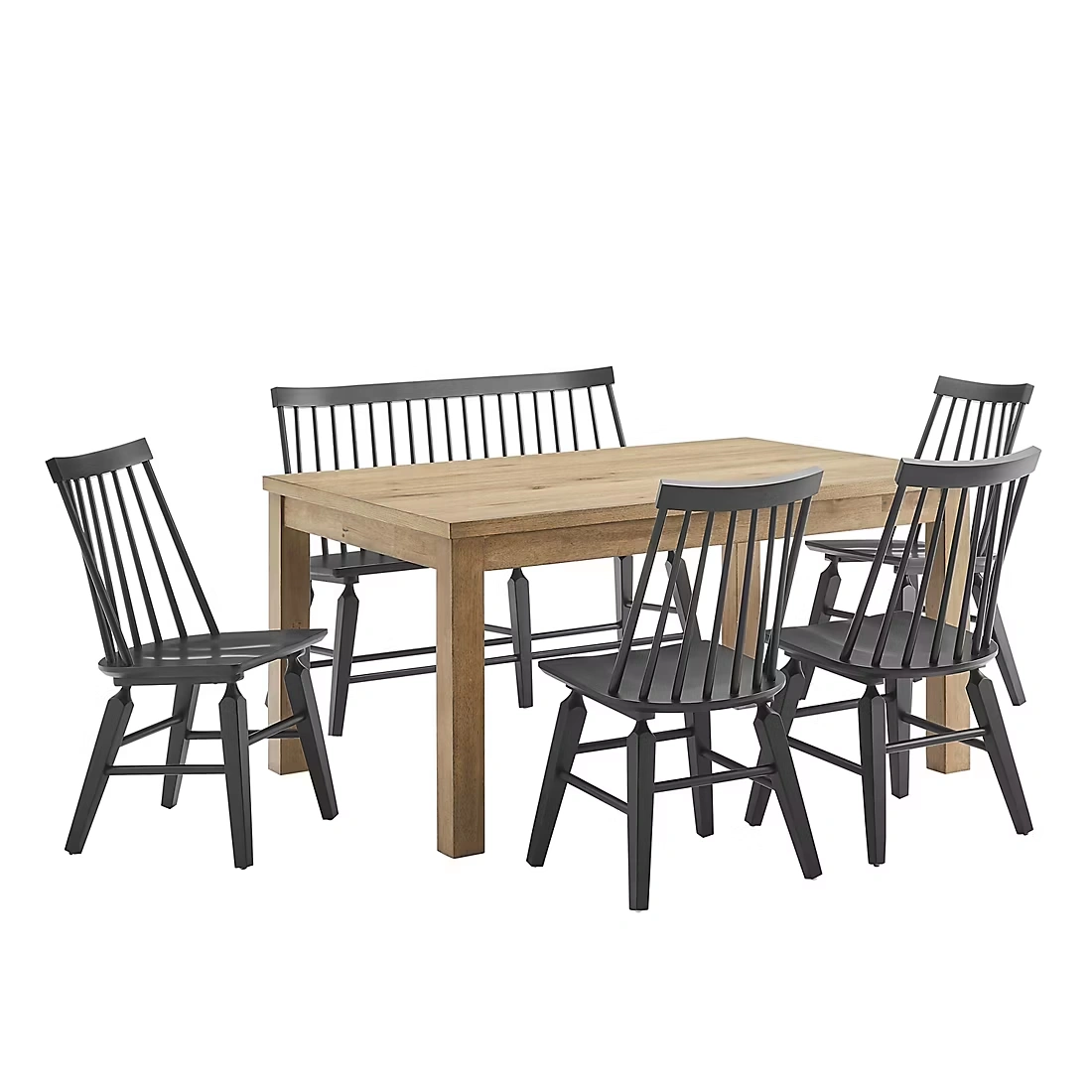 Hattie 6-Pc. Dining Set - Black and Oak