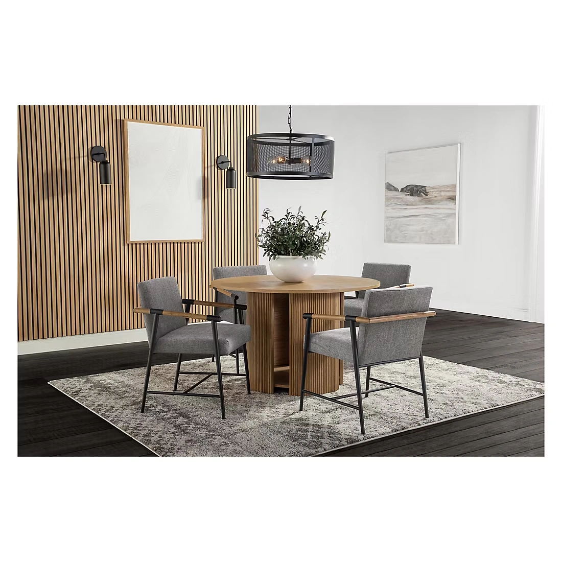 Zara Blonde Dining Set with Upholstered Chairs, 5 Pc.