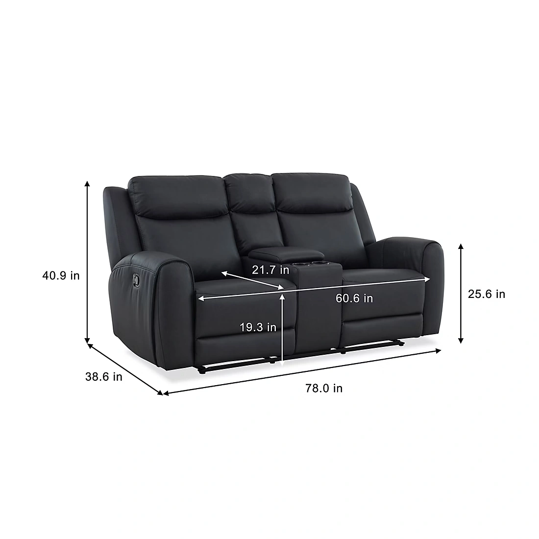 Concord Manual Reclining Console Loveseat - Navy