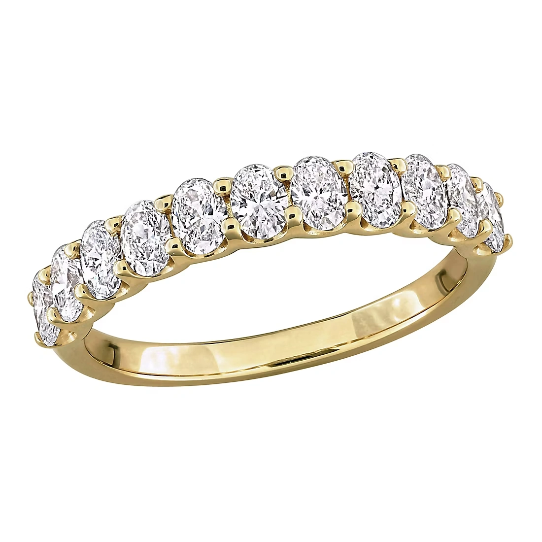 1 ct. t.w. Lab-Grown Diamond Oval Semi-Eternity Anniversary Band in 14k Yellow Gold