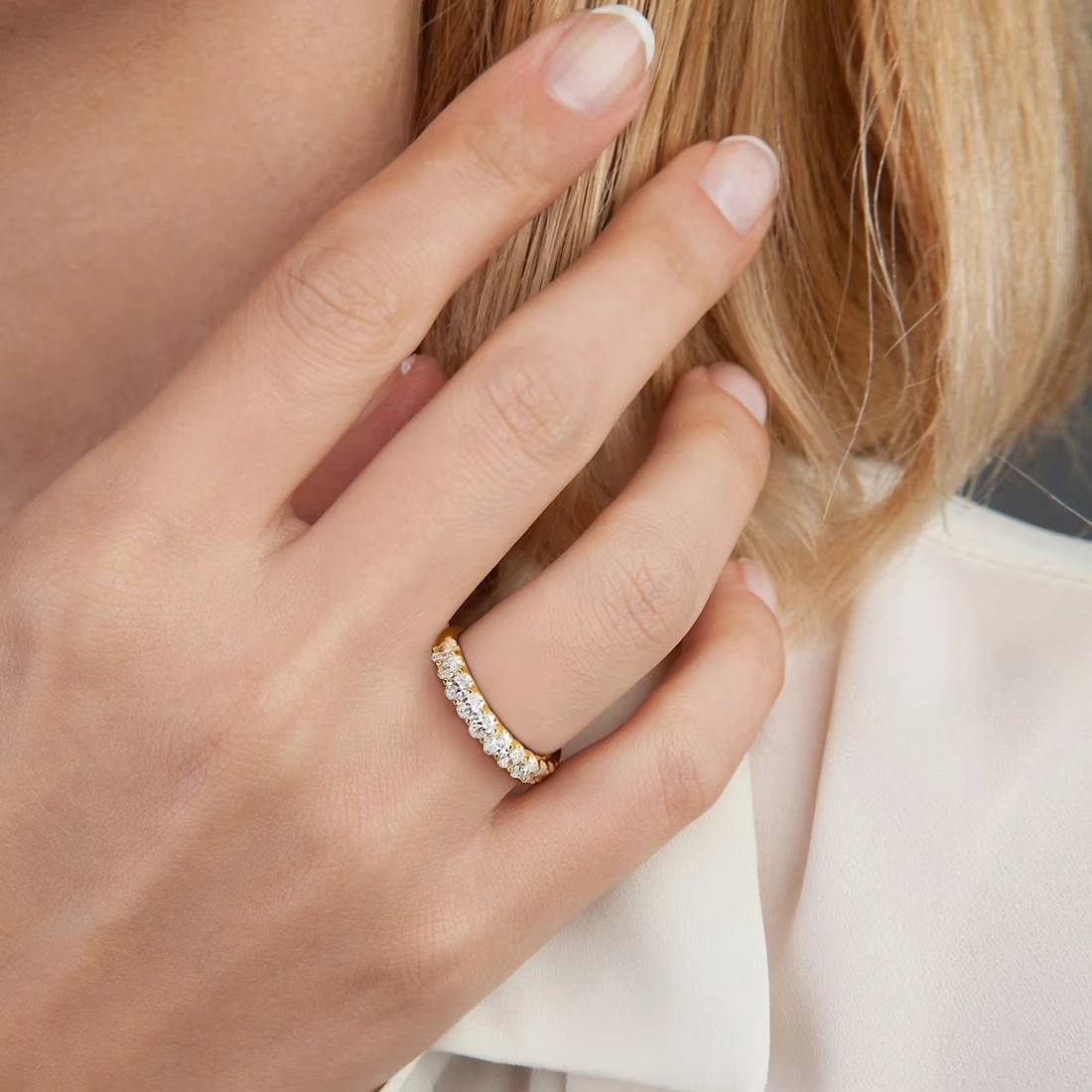 1 ct. t.w. Lab-Grown Diamond Oval Semi-Eternity Anniversary Band in 14k Yellow Gold 6 1 ct. t.w. Lab-Grown Diamond Oval Semi-Eternity Anniversary Band in 14k Yellow Gold