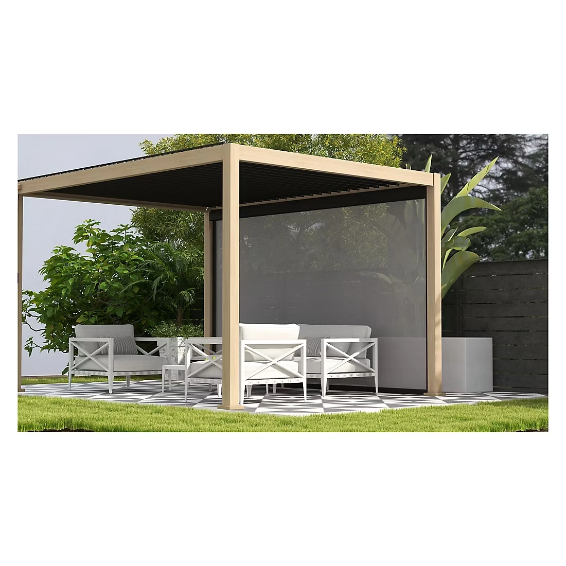 Mirador 10' x 13' Adjustable Aluminum Louvered Pergola Bundle- Takasho