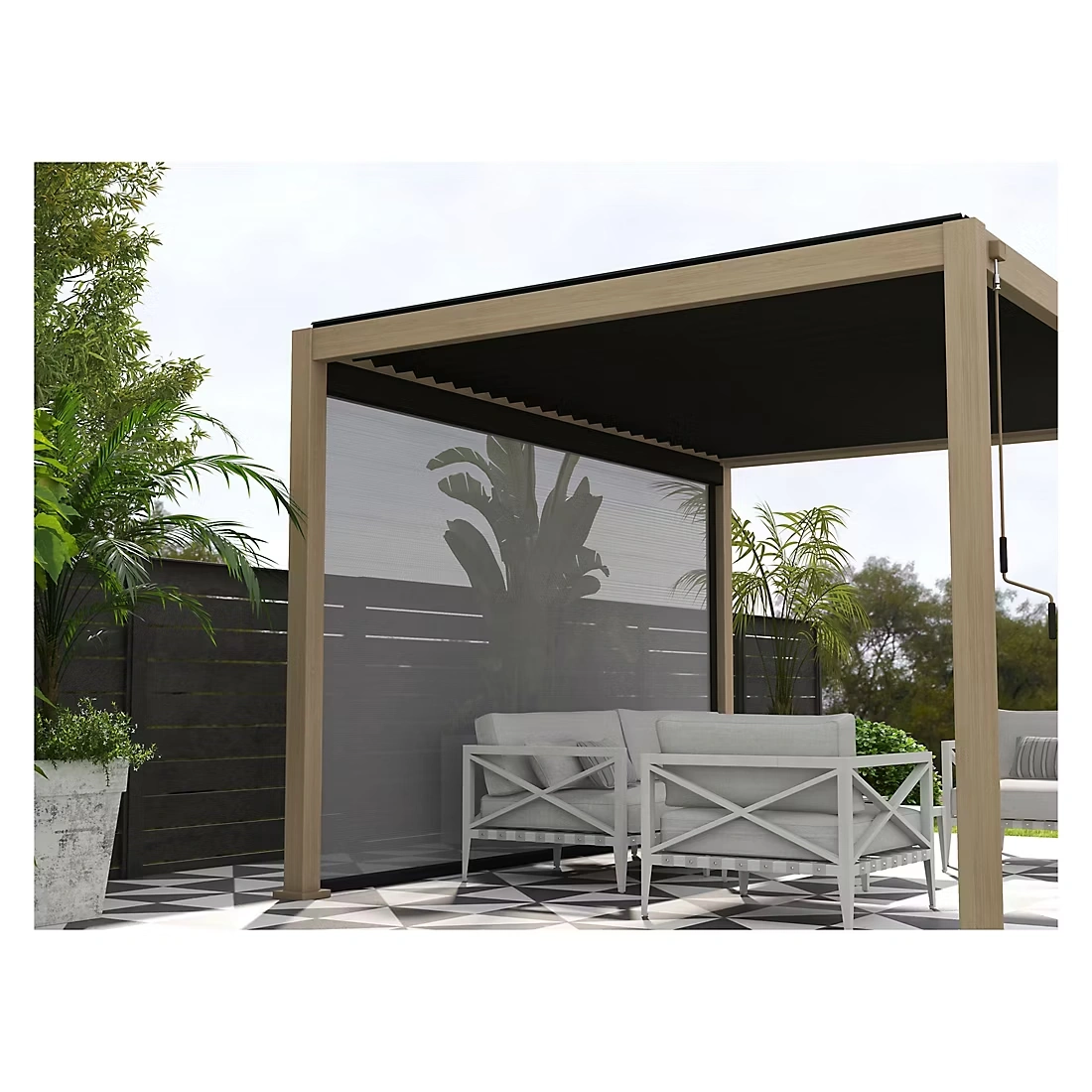 Mirador 10' x 13' Adjustable Aluminum Louvered Pergola Bundle- Takasho