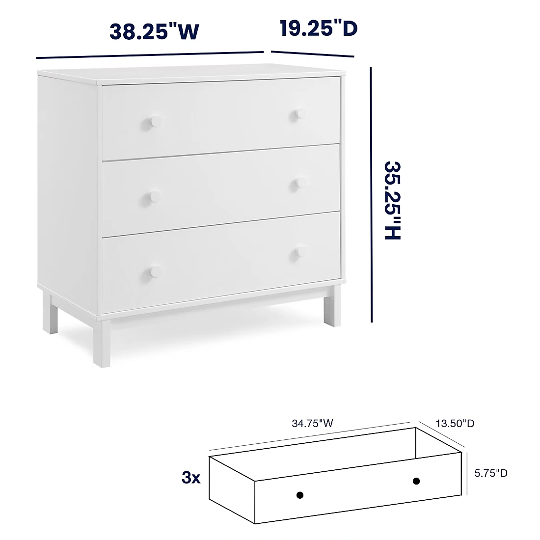 BabyGap by Delta Children Legacy 3 Drawer Dresser - Bianca White
