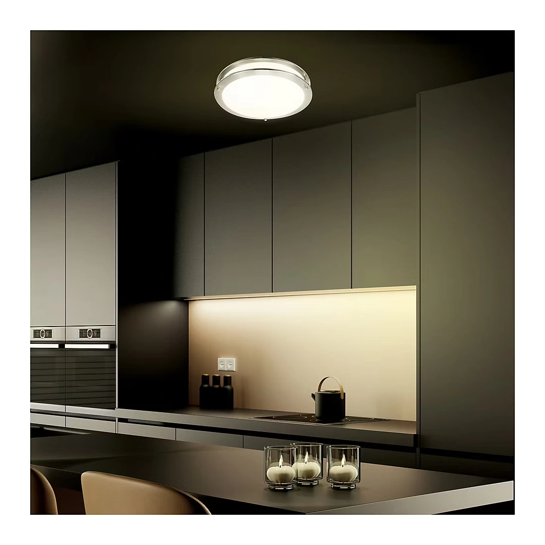 Feit Electric 14" 24W 5CCT Brushed Nickel LED Flush Mount Light Fixture 4 Feit Electric 14\" 24W 5CCT Brushed Nickel LED Flush Mount Light Fixture