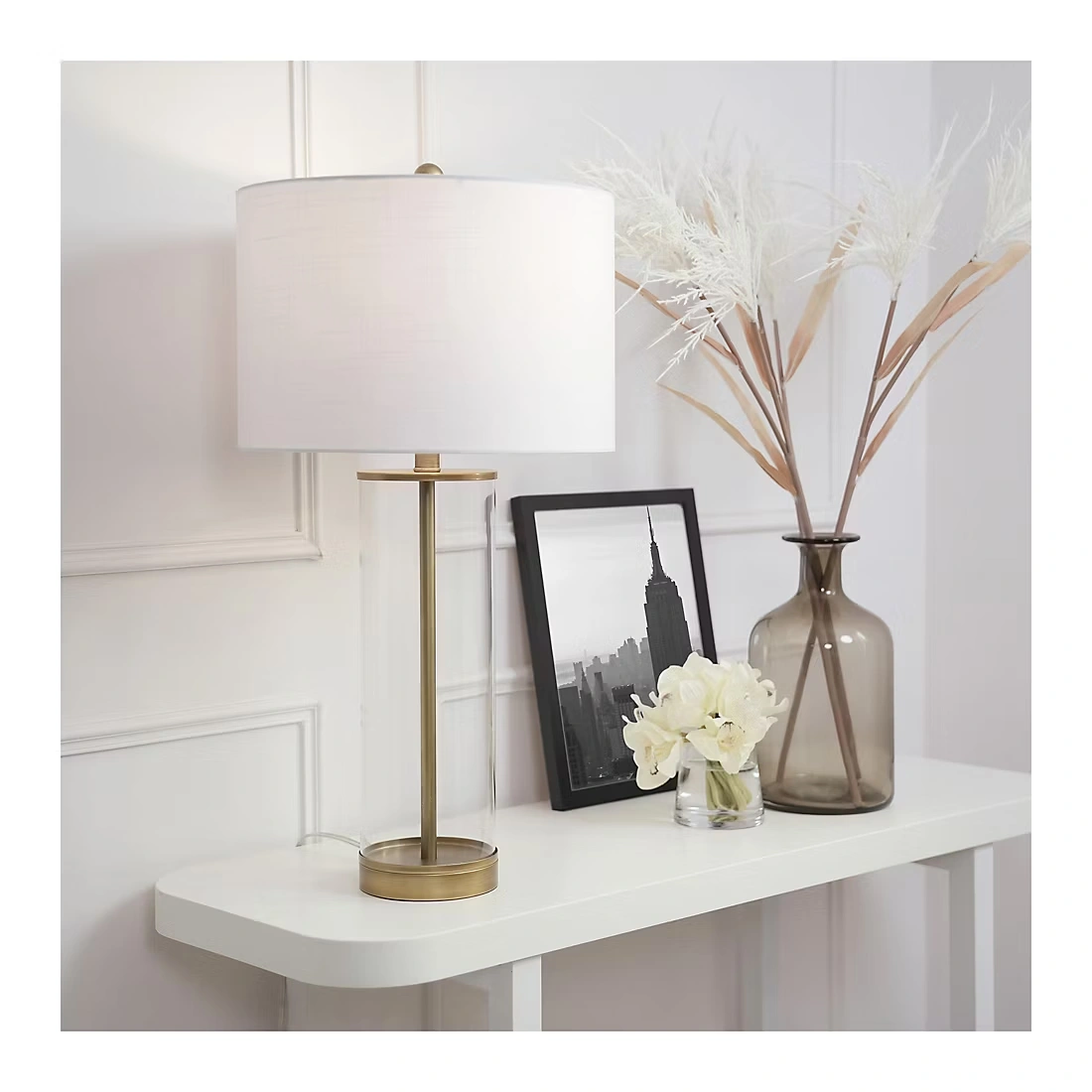 Ava 28\" Glass Column Table Lamp