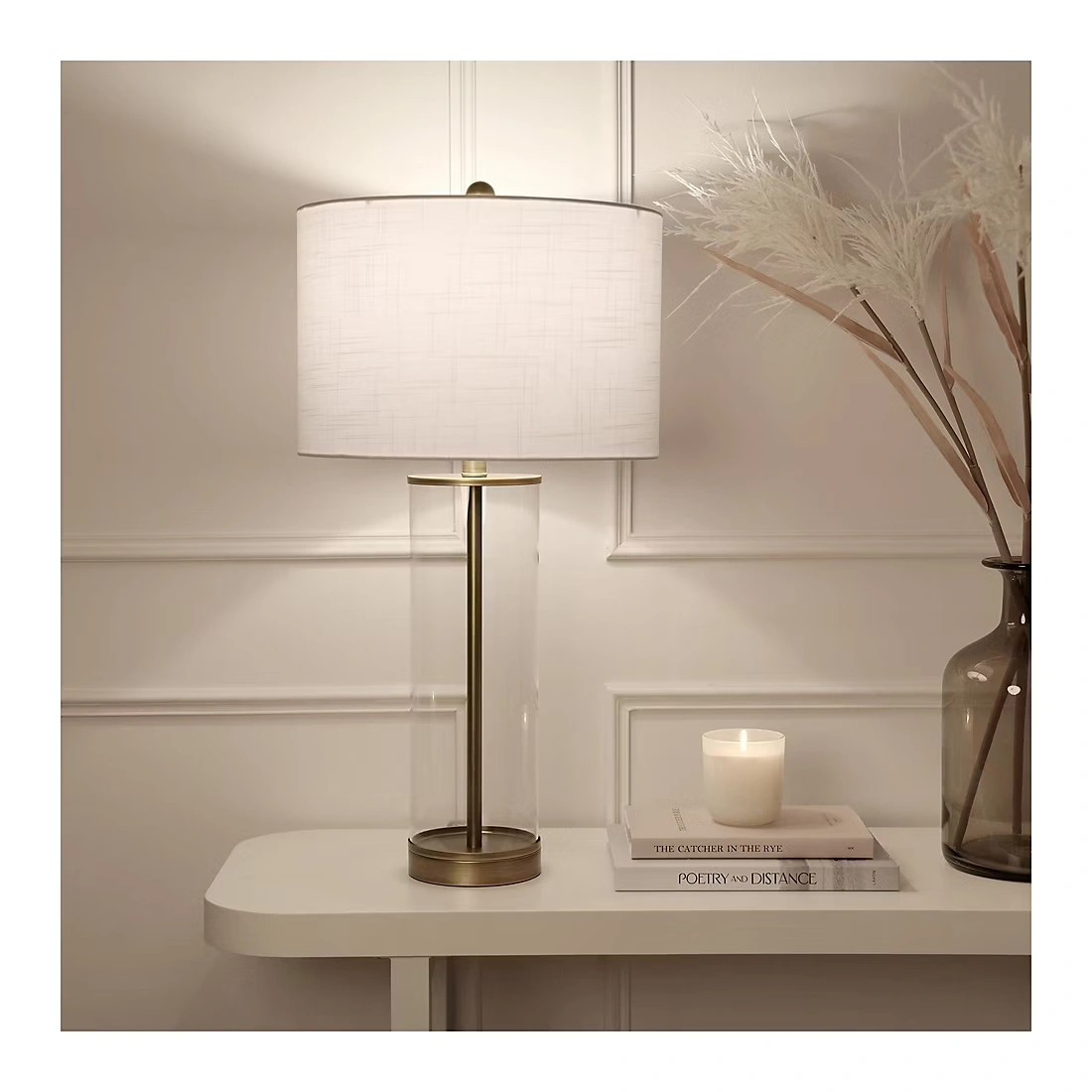 Ava 28\" Glass Column Table Lamp