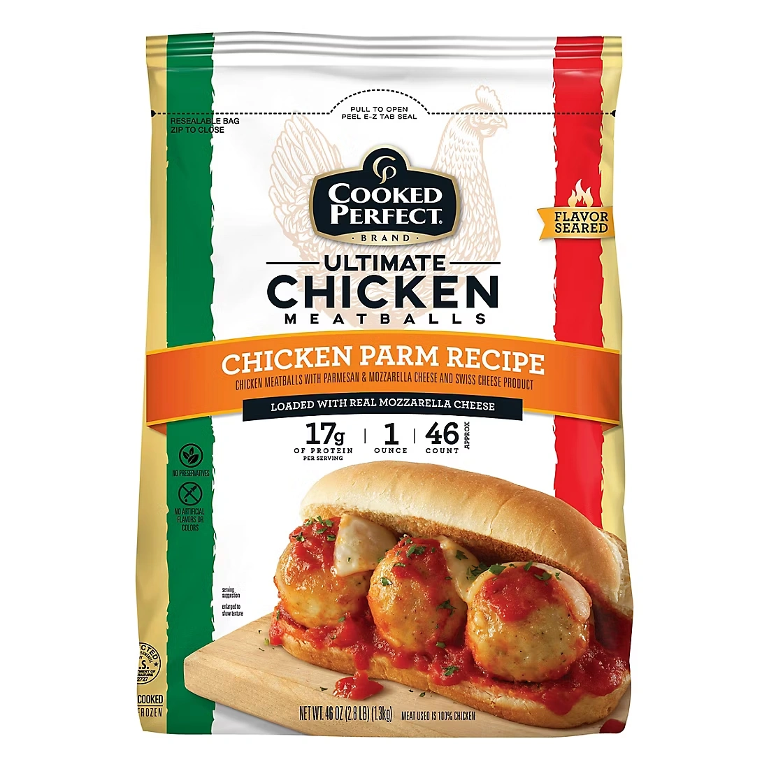 Cooked Perfect Frozen Chicken Parmesan Meatballs, 2.875 lbs.