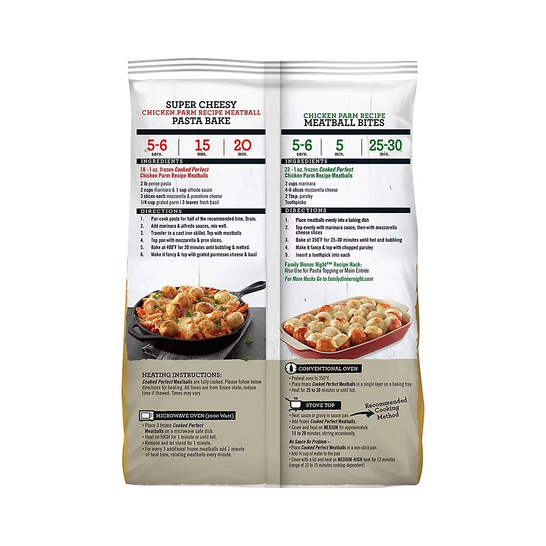 Cooked Perfect Frozen Chicken Parmesan Meatballs, 2.875 lbs.