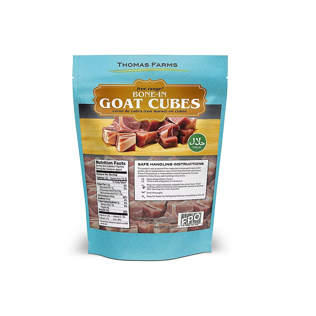 Free Range Bone-In Goat Cubes, 2 lbs.