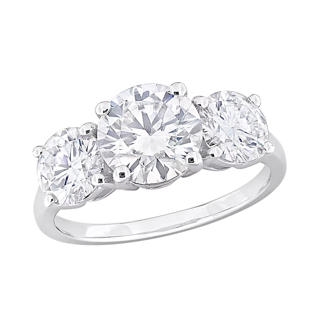 3.25 ct. DEW Moissanite 3-Stone Engagement Ring in Sterling Silver