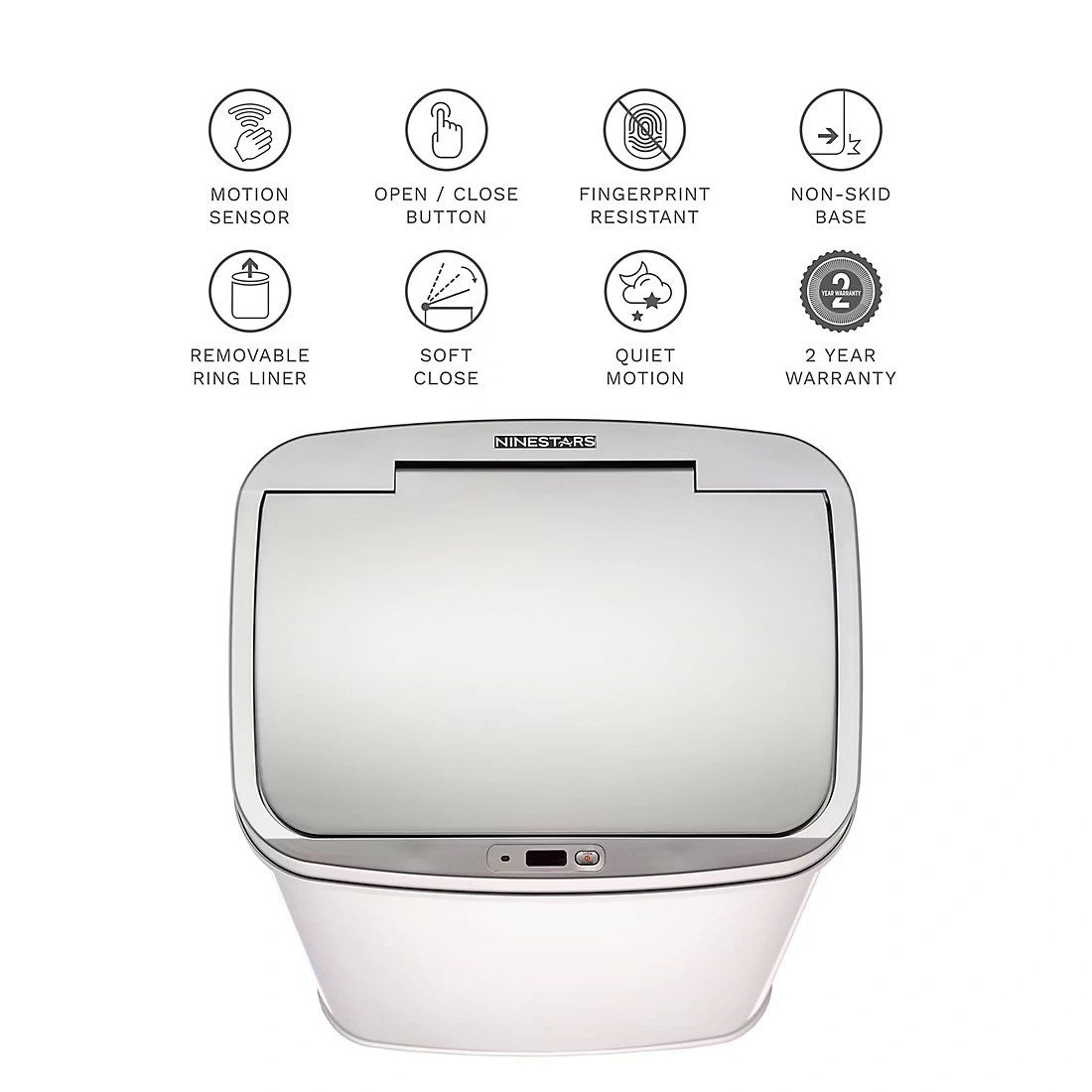 Nine Stars 13.2-Gal. Stainless Steel Sensor Trash Can - Silver