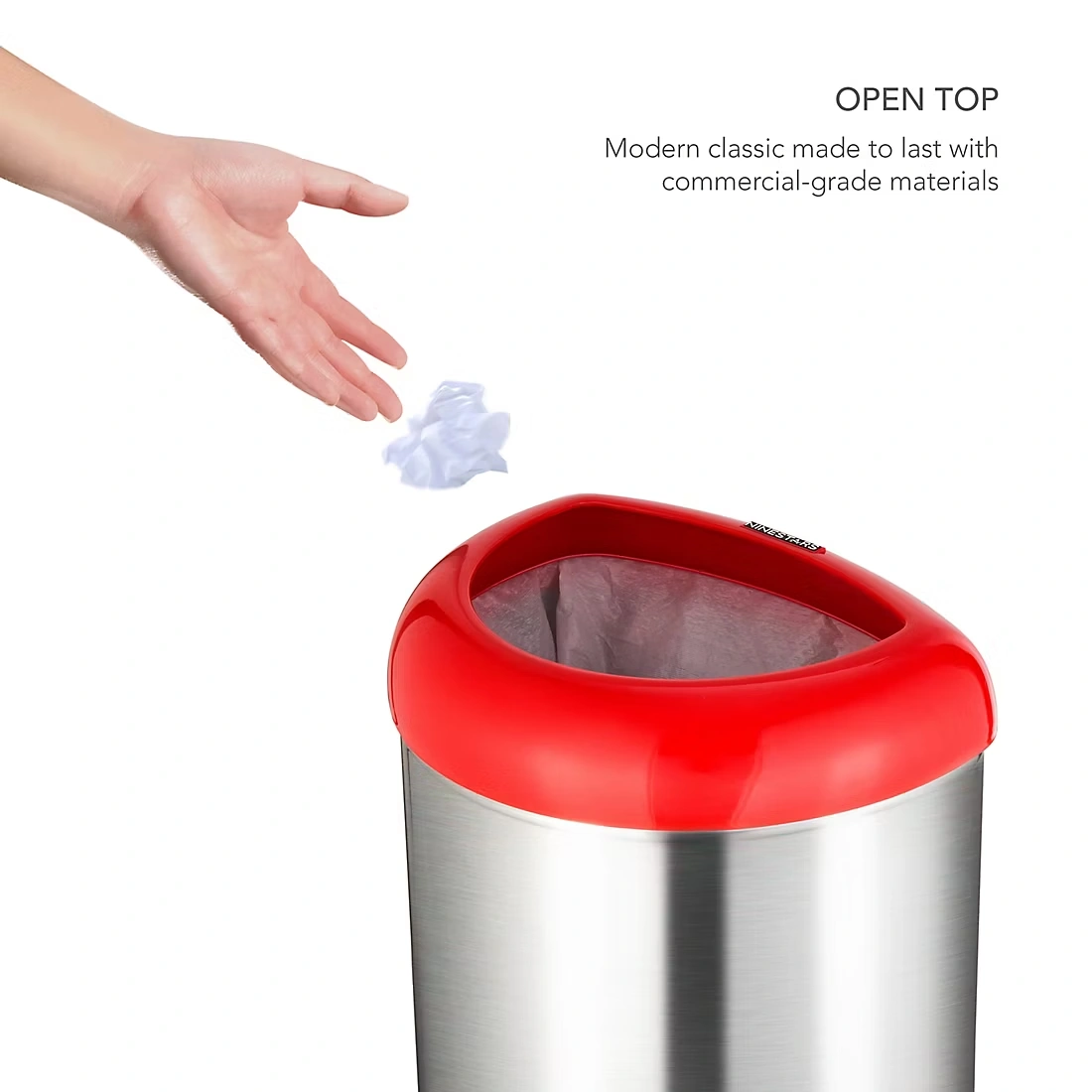Nine Stars 13.2-Gal. Stainless Steel Open Top Trash Can - Red