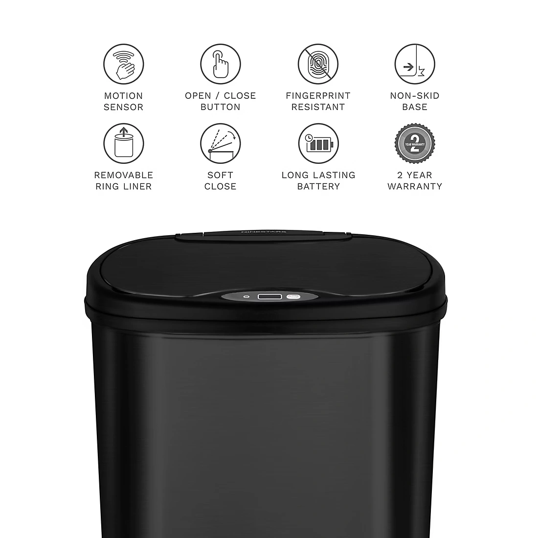 Nine Stars 13.2-Gal. Stainless Steel Sensor Trash Can - Black 3 Nine Stars 13.2-Gal. Stainless Steel Sensor Trash Can - Black