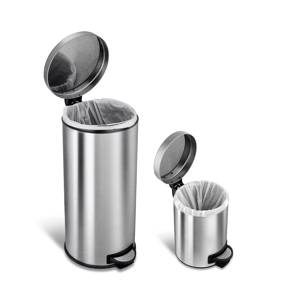 Nine Stars 7.9-Gal. and 1.3-Gal. Step-On Trash Can Combo Pack