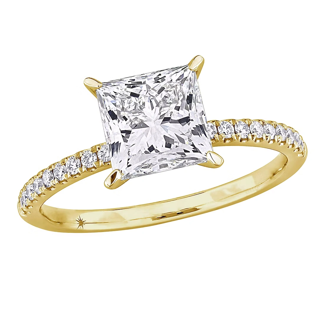 2.15 ct. t.w. Lab-Grown Diamond Princess Solitaire Engagement Ring in 14k Yellow Gold