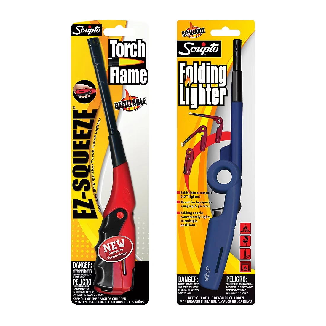 Scripto EZ-Squeeze Torch Flame & Folding Utlity Lighter, 2 pk.