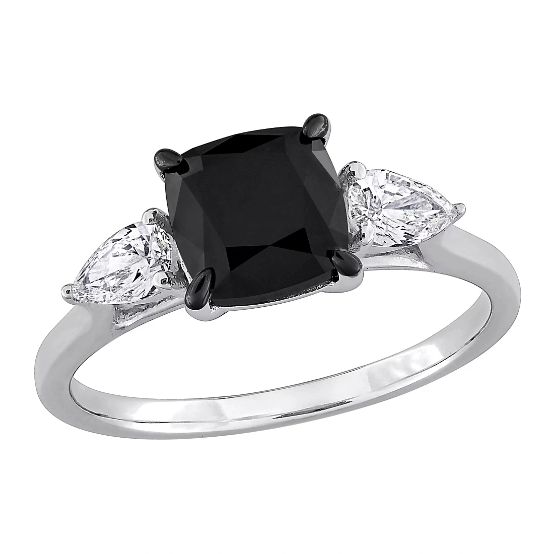 2.4 ct. t.w. Black & White Diamond 3-Stone Engagement Ring in 14k White Gold