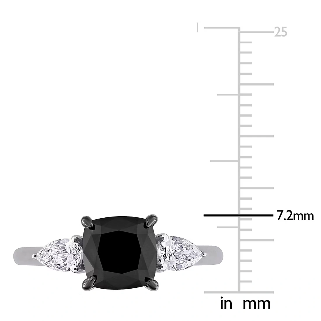 2.4 ct. t.w. Black & White Diamond 3-Stone Engagement Ring in 14k White Gold