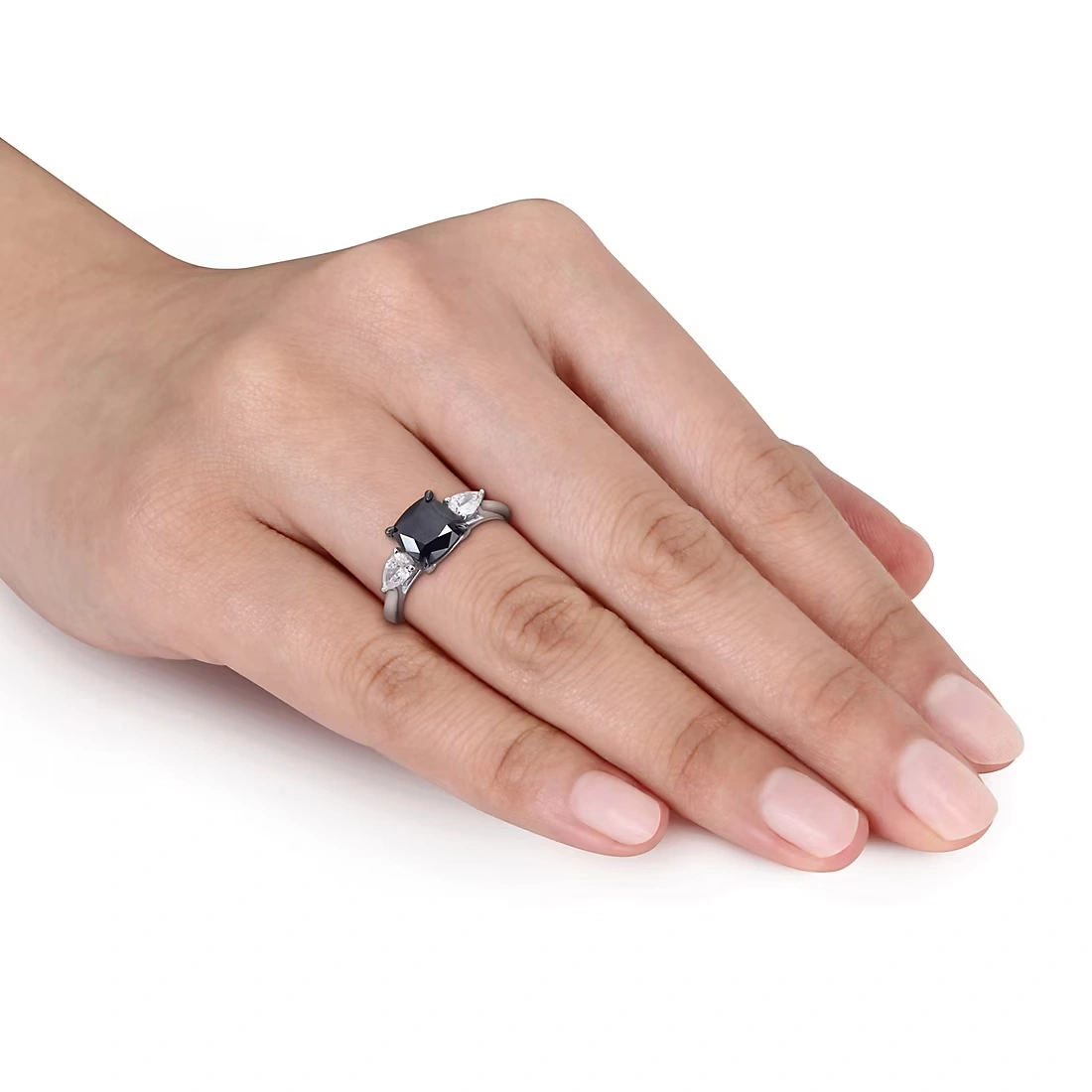 2.4 ct. t.w. Black & White Diamond 3-Stone Engagement Ring in 14k White Gold