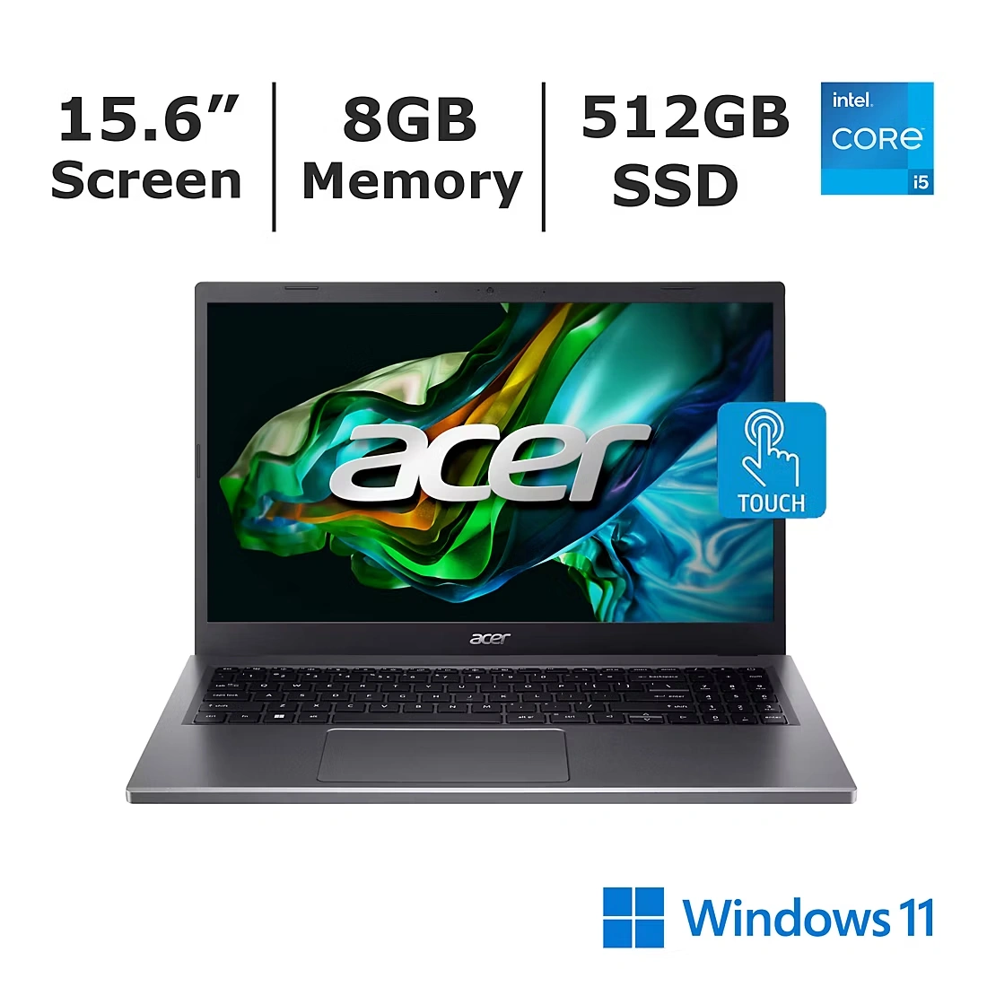 Acer Aspire 5 15.6\" FHD Touchscreen Laptop, Intel Core i5 Processor, 8GB Memory, 512GB SSD