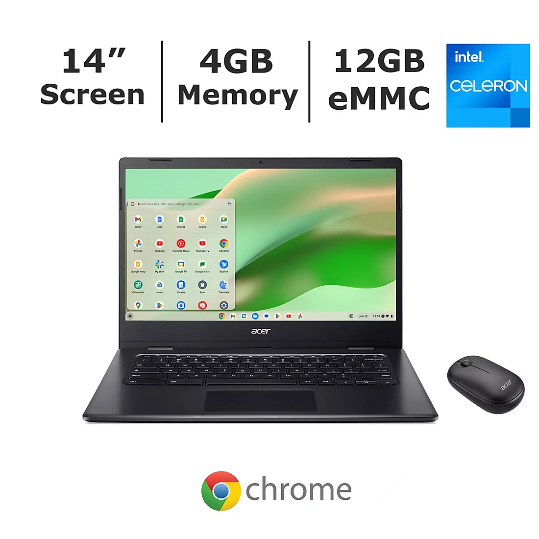 Acer Chromebook 311 14\" FHD Laptop, Intel Celeron Processor, 4GB Memory, 128GB eMMC, with Bonus Wireless Mouse