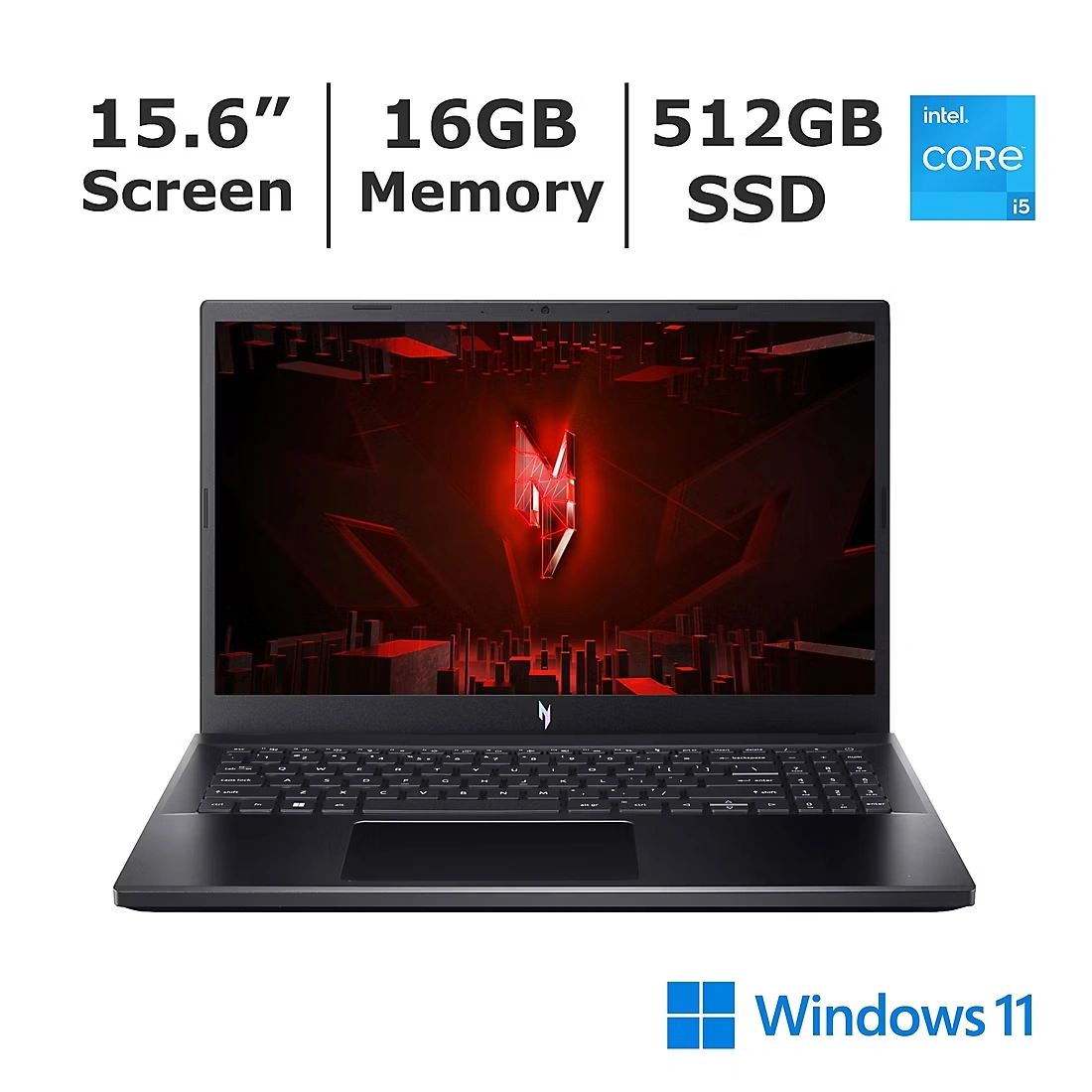 Acer Nitro V 15.6\" 144Hz Gaming Laptop, Intel Core i5 Processor, 16GB Memory, 512GB SSD, NVIDIA RTX 4050 Graphics