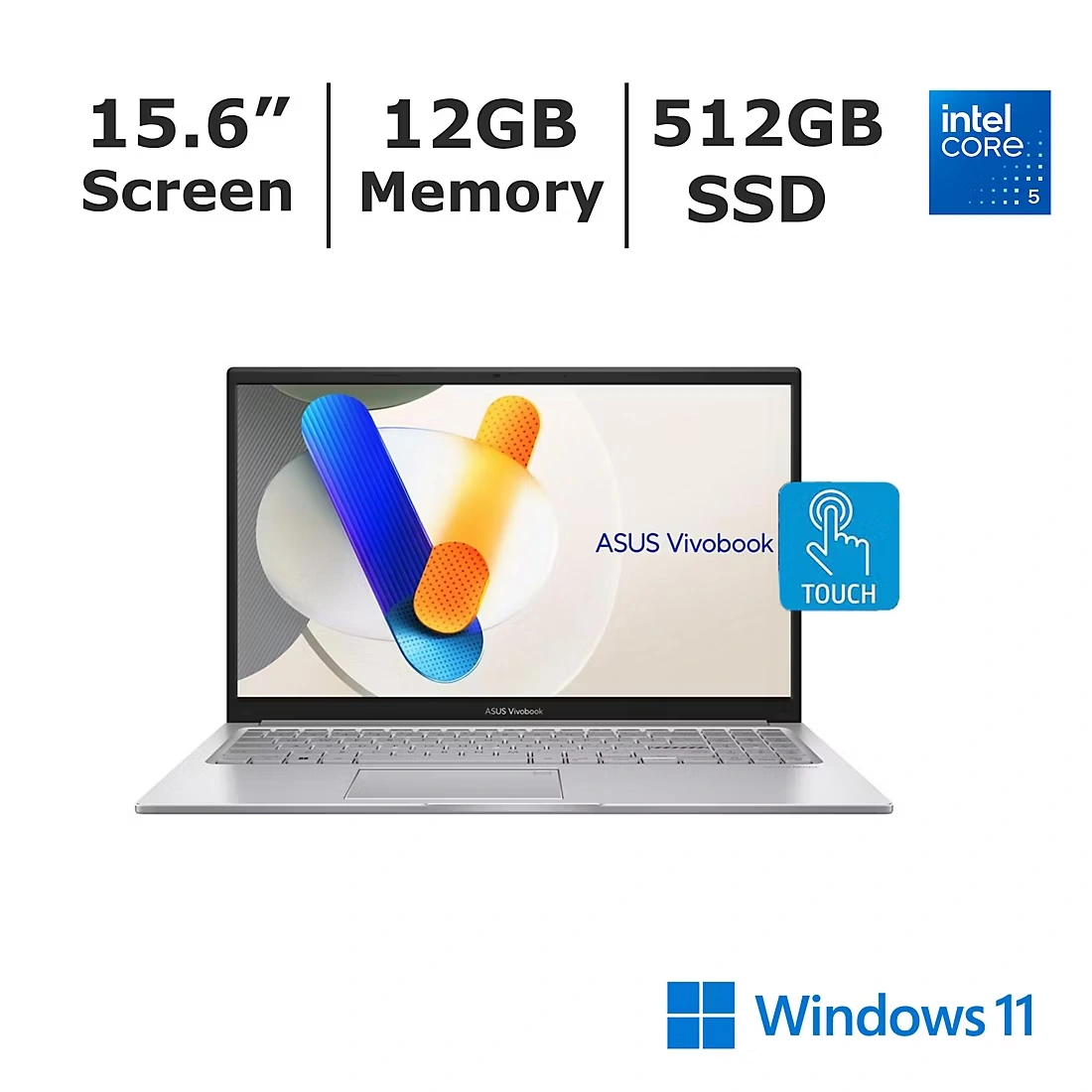 Asus Vivobook 15.6\" FHD Touchscreen Notebook, Intel Core 5 Processor, 12GB Memory, 512GB SSD