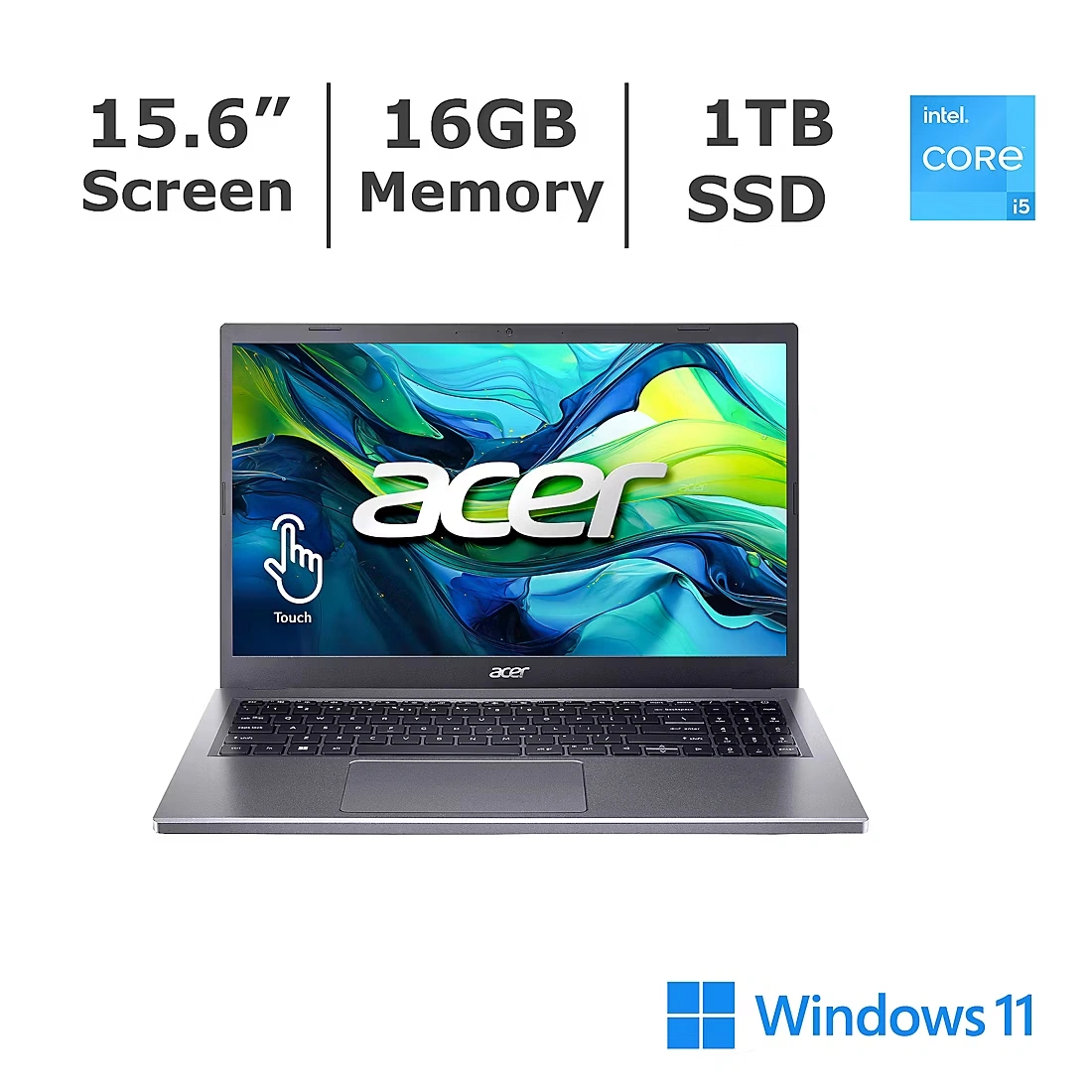 Acer Aspire 5 15.6\" Touchscreen Laptop, Intel Core i5 Processor, 16GB Memory, 1TB SSD