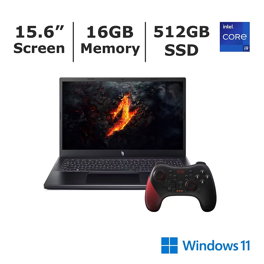 Acer Nitro V 15.6\" Gaming Laptop with Bonus Controller, Intel Core i9 Processor, 16GB Memory, 512GB SSD