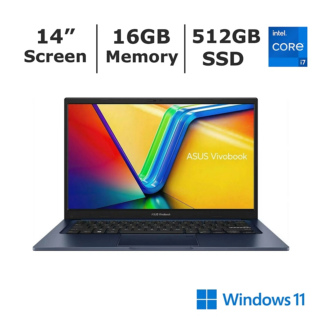 Asus VivoBook 14\" FHD Laptop, Intel Core i7 Processor, 12Gb Memory, 512GB SSD