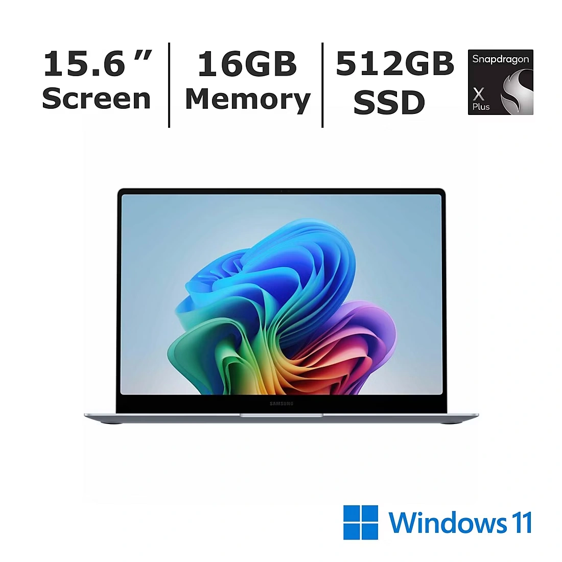 Samsung Galaxy Book4 Edge 15.6\" Laptop, Qualcomm Snapdragon X Plus Processor, 16GB Memory, 512GB SSD, Windows 11 Pro