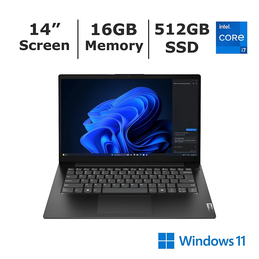 Lenovo V14 14\" Notebook, Intel Core i7 Processor, 16GB Memory, 512GB SSD