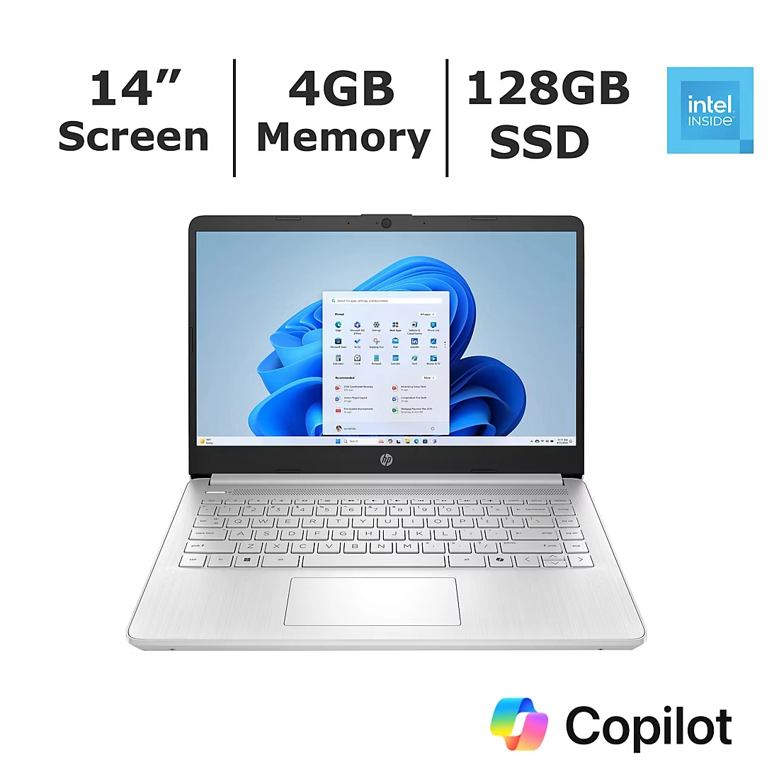 HP 14\" Laptop, Intel N150 Processor, 4GB Memory, 128GB UFS, 1-Year Microsoft 365 Subscription Included