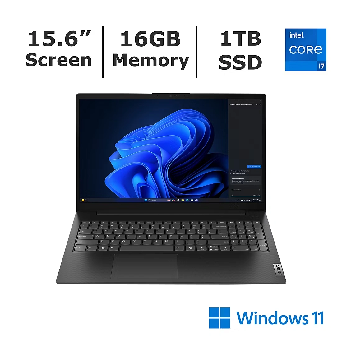 Lenovo V15 15.6\" Notebook, Intel Core i7 Processor, 16GB Memory, 1TB SSD
