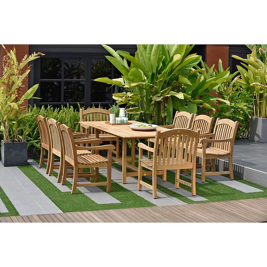 Amazonia Madison 9-Pc. Teak Patio Dining Set - Natural