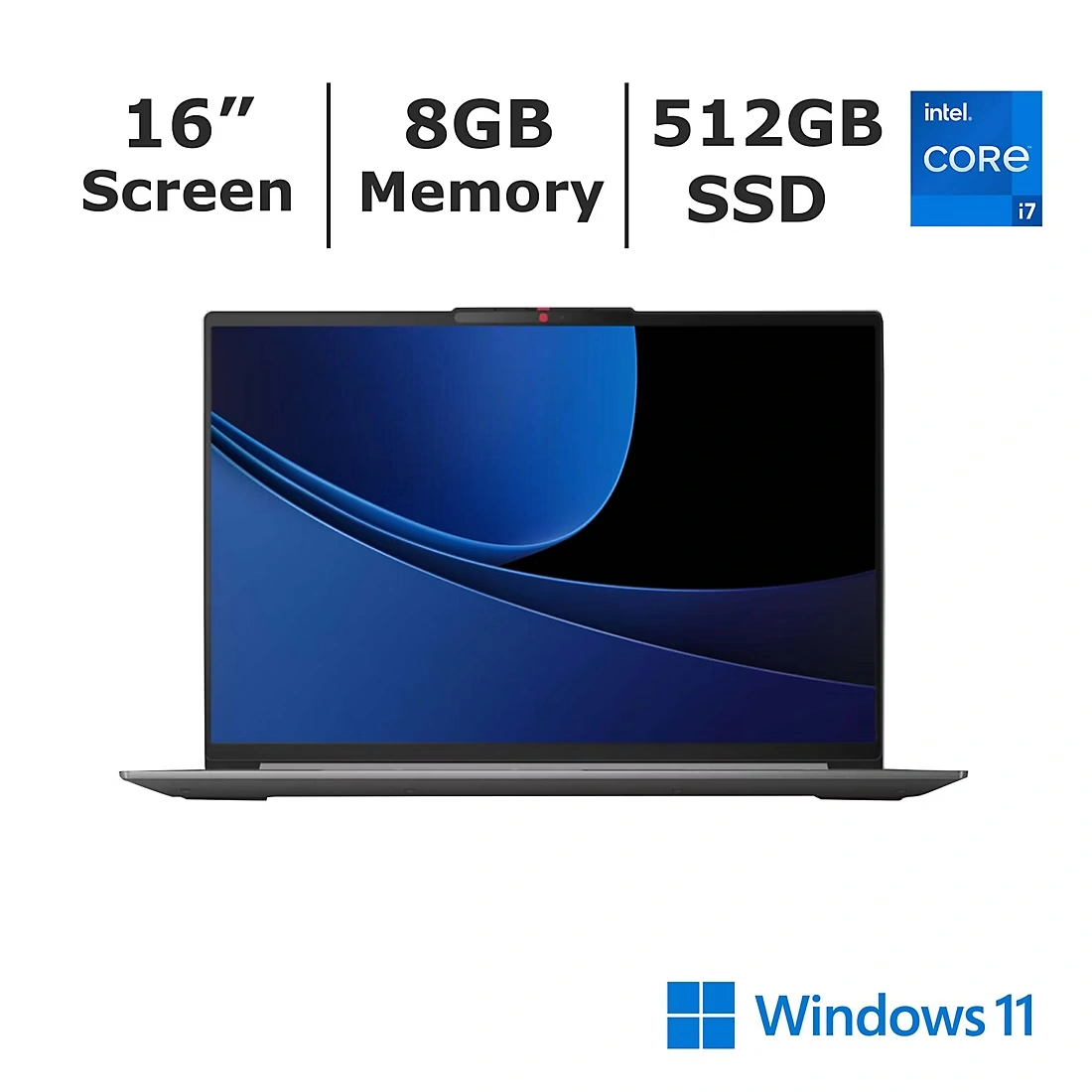 Lenovo IdeaPad Slim 5 16\" Laptop, Intel Core 7 Processor, 8GB Memory, 512GB SSD, Backlit Keyboard