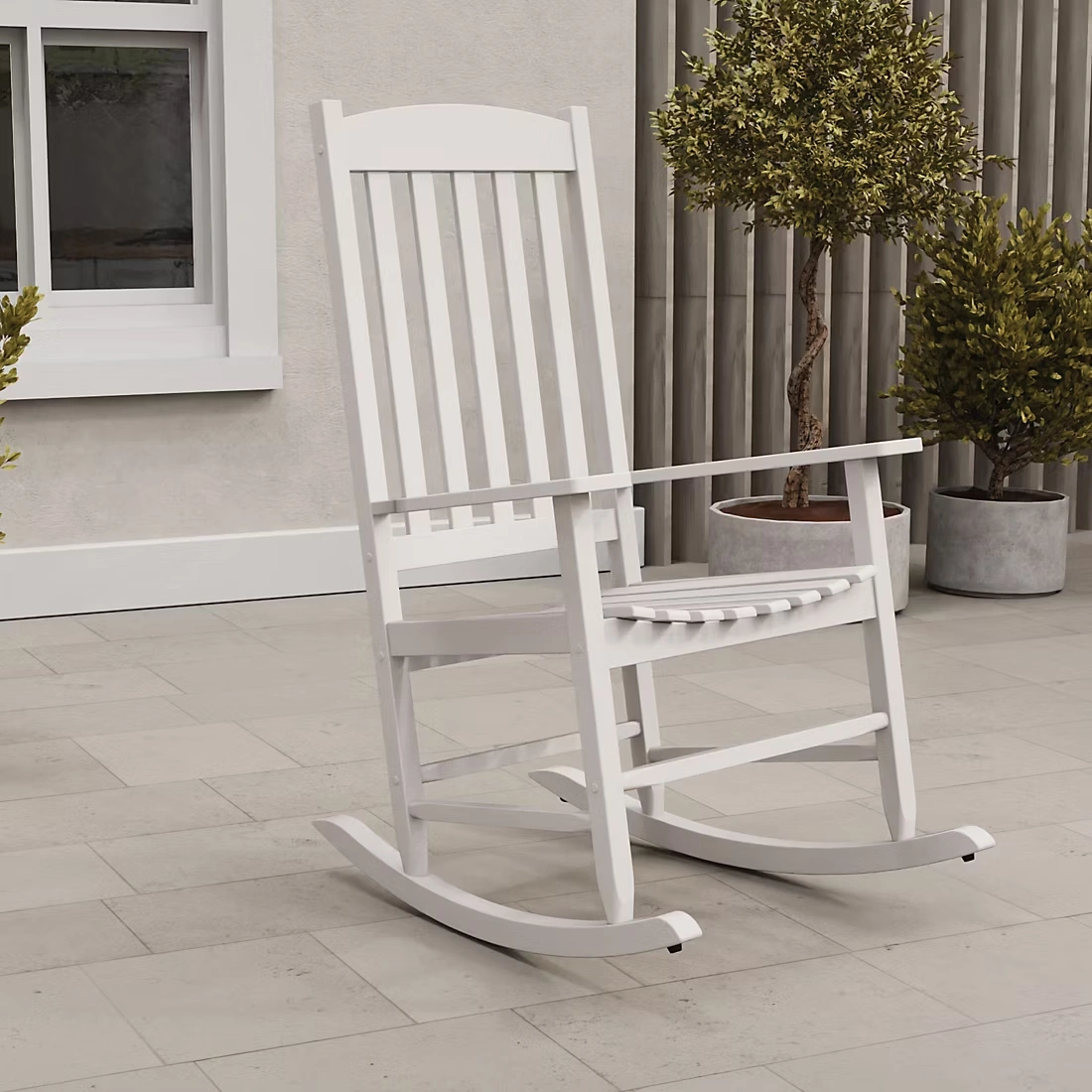 Villa by Sunvilla White Wood Rocking Chair