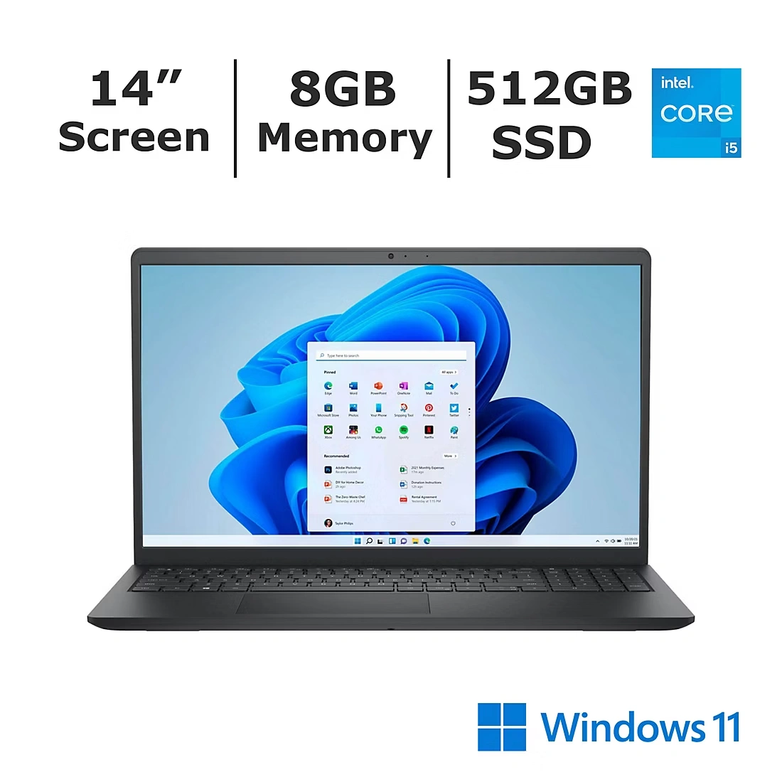 Dell Inspiron 14\" Laptop, Intel Core i5 Processor, 8GB Memory, 512GB SSD, Backlit Keyboard