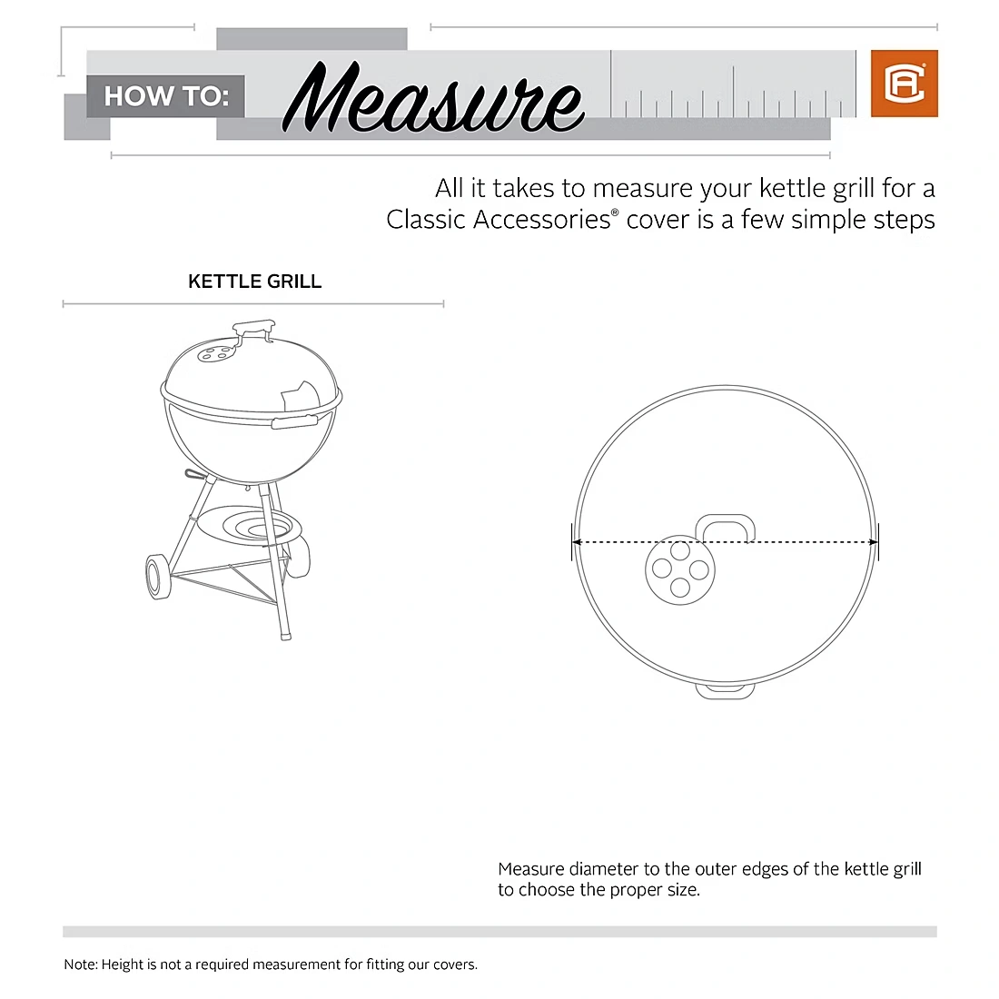 Classic Accessories Water-Resistant 26.5\" Kettle BBQ Grill Cover with Charcoal Chimney
